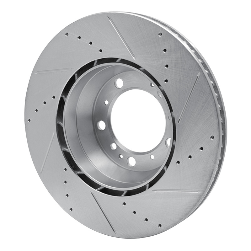 Porsche 911 Brake Rotor (1) - Left Rear - R1 Concepts - Drilled & Slotted - Silver - `99-`23